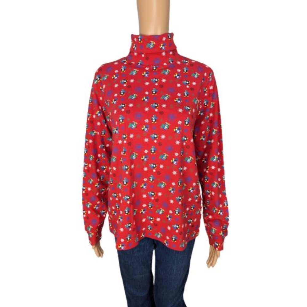 Carolyn Taylor Red Long Sleeve Christmas Turtleneck Shirt M